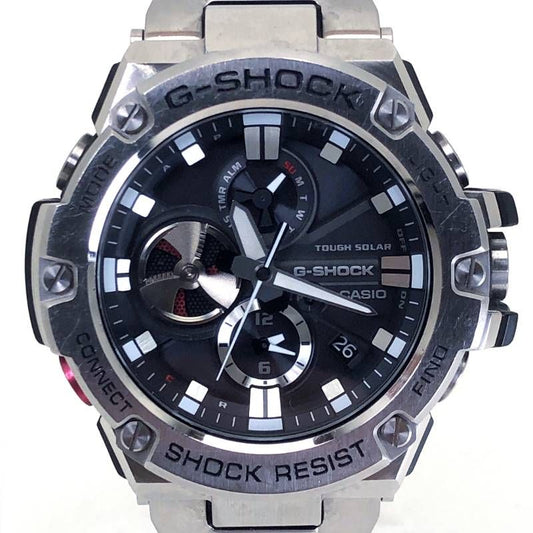【ケース・取説付き】CASIO カシオ／G-SHOCK GST GST-B100-1AER／ソーラークォーツ／ステンレス／シルバー・ブラック