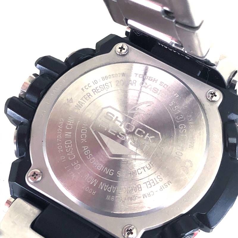 【ケース・取説付き】CASIO カシオ／G-SHOCK GST GST-B100-1AER／ソーラークォーツ／ステンレス／シルバー・ブラック