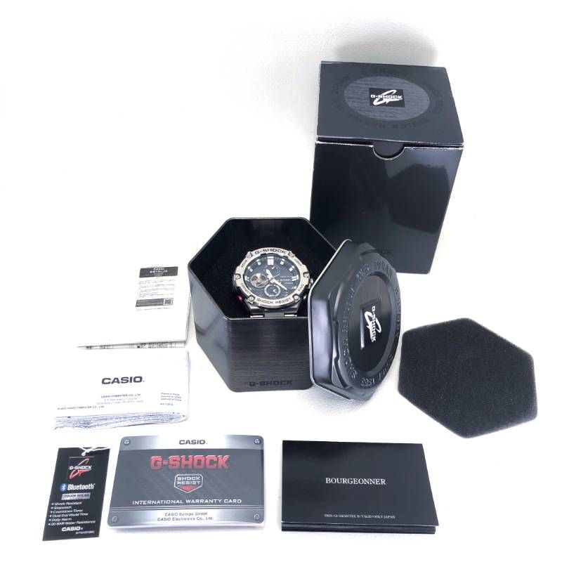 【ケース・取説付き】CASIO カシオ／G-SHOCK GST GST-B100-1AER／ソーラークォーツ／ステンレス／シルバー・ブラック