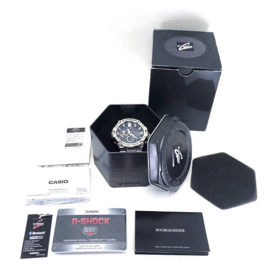 【ケース・取説付き】CASIO カシオ／G-SHOCK GST GST-B100-1AER／ソーラークォーツ／ステンレス／シルバー・ブラック