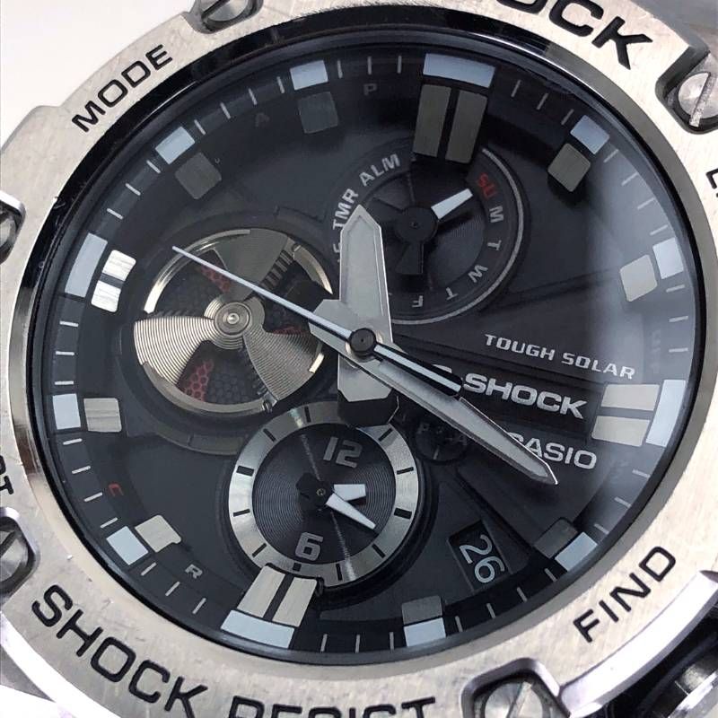 【ケース・取説付き】CASIO カシオ／G-SHOCK GST GST-B100-1AER／ソーラークォーツ／ステンレス／シルバー・ブラック