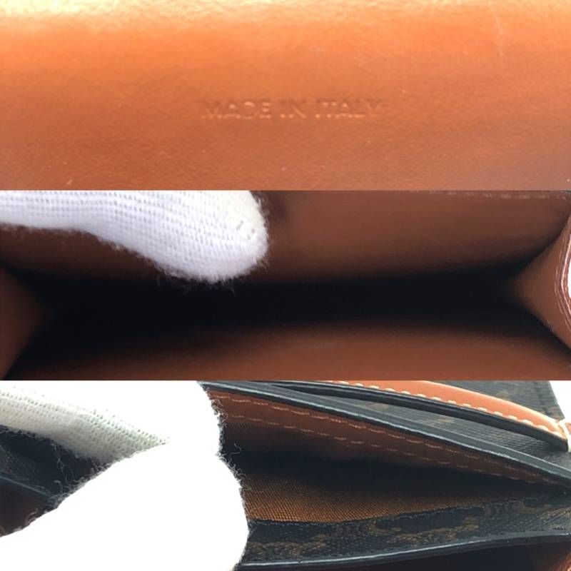 【美品】CELINE セリーヌ／マカダム トリンオフ モバイルポーチ 10G332EGN／レザー／ブラウン・マルチカラー