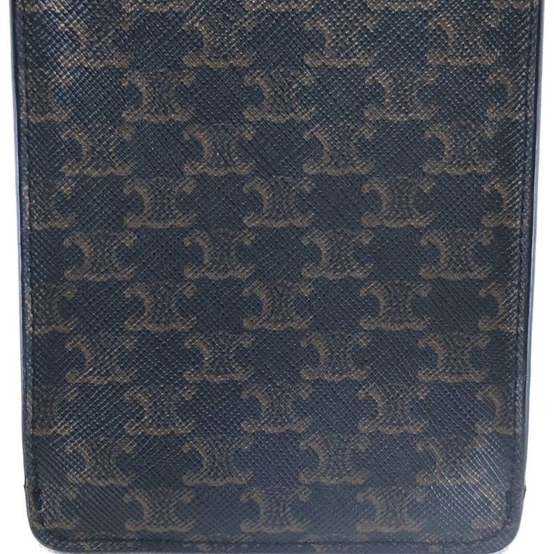 【美品】CELINE セリーヌ／マカダム トリンオフ モバイルポーチ 10G332EGN／レザー／ブラウン・マルチカラー