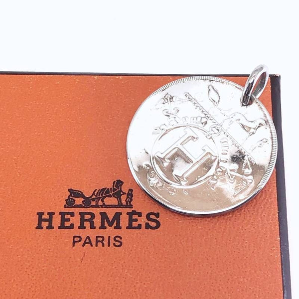 【希少・美品・箱付き】HERMES エルメス／ペンダントトップのみ エクスリブリス MM／直径2.5cm／SV925／シルバー