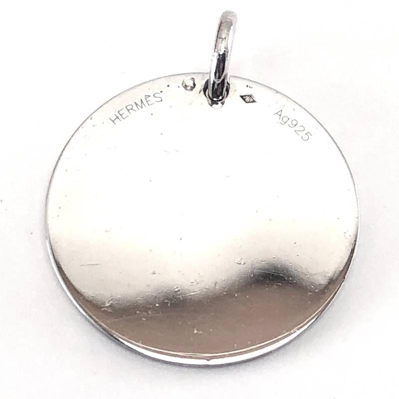 【希少・美品・箱付き】HERMES エルメス／ペンダントトップのみ エクスリブリス MM／直径2.5cm／SV925／シルバー