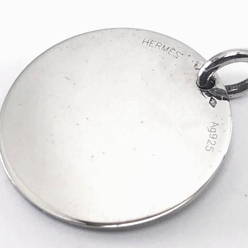 【希少・美品・箱付き】HERMES エルメス／ペンダントトップのみ エクスリブリス MM／直径2.5cm／SV925／シルバー
