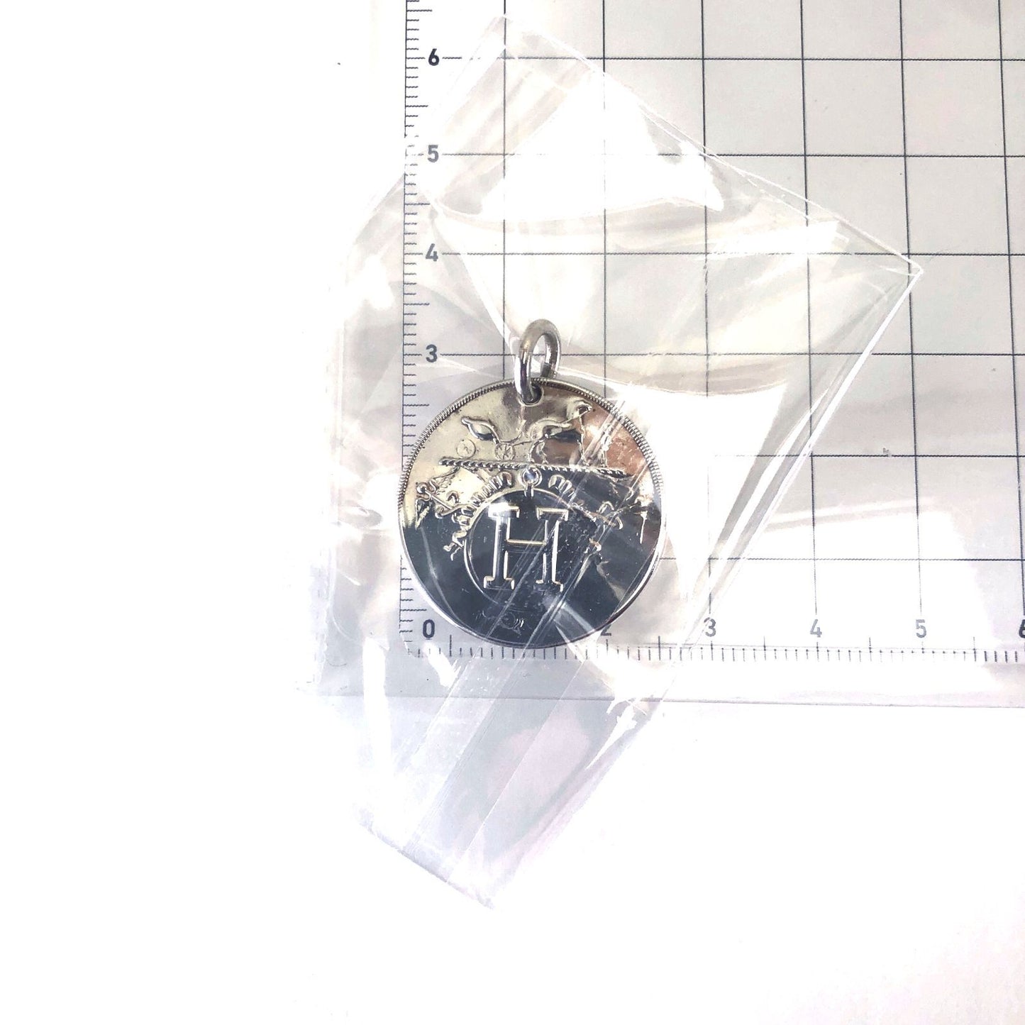 【希少・美品・箱付き】HERMES エルメス／ペンダントトップのみ エクスリブリス MM／直径2.5cm／SV925／シルバー