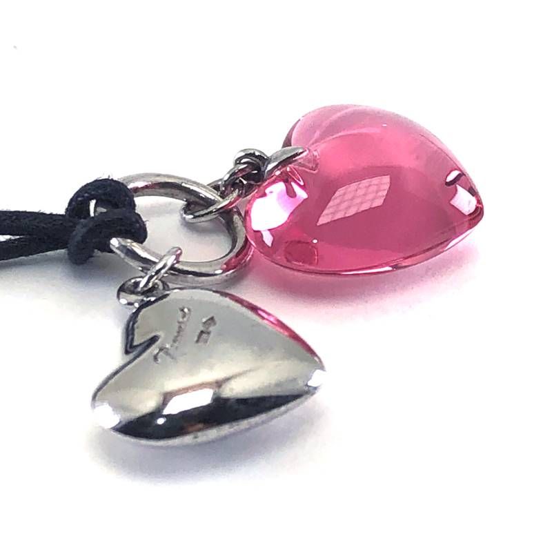 【美品・箱付き】Baccarat バカラ／チョーカー ネックレス Ｗハート／SV925・クリスタルグラス／シルバー・ピンク／BC668