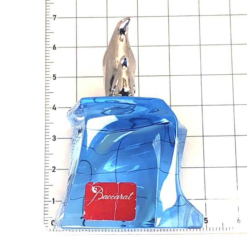 【希少・美品】Baccarat バカラ／青い流氷（アイスバーグ）とペンギン フィギュリン／クリスタルグラス・クロム仕上げ／ブルー・シルバー／BC670