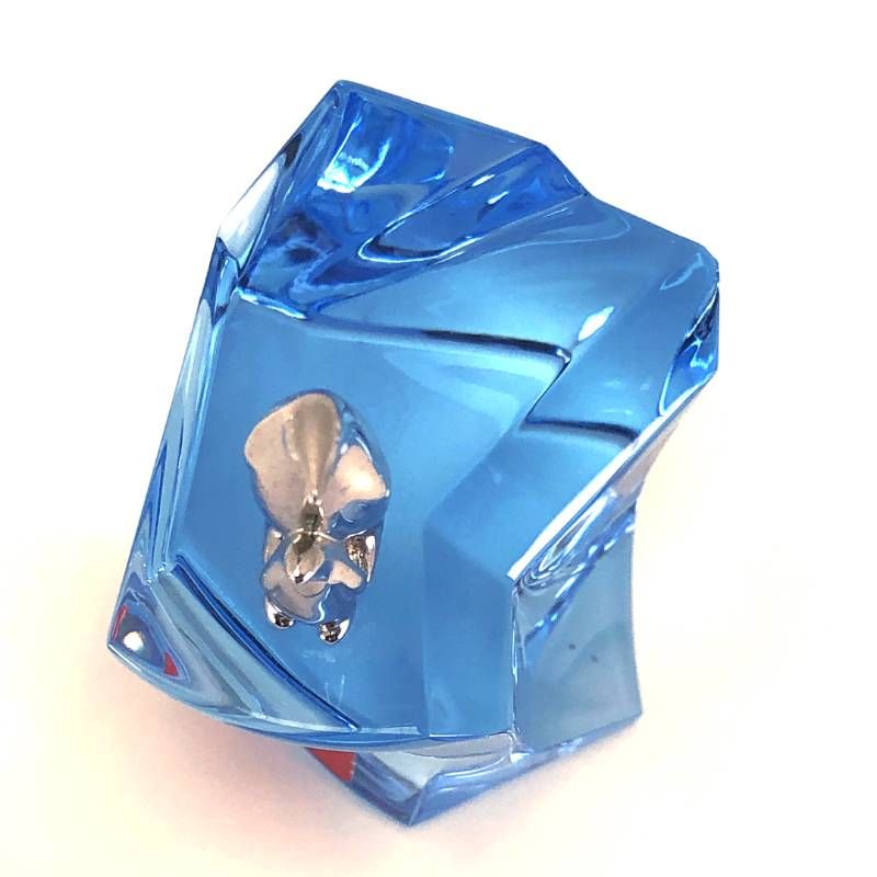 【希少・美品】Baccarat バカラ／青い流氷（アイスバーグ）とペンギン フィギュリン／クリスタルグラス・クロム仕上げ／ブルー・シルバー／BC670