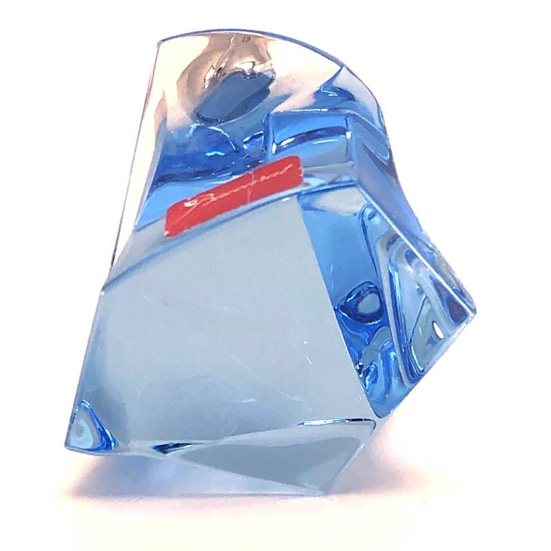 【希少・美品】Baccarat バカラ／青い流氷（アイスバーグ）とペンギン フィギュリン／クリスタルグラス・クロム仕上げ／ブルー・シルバー／BC670