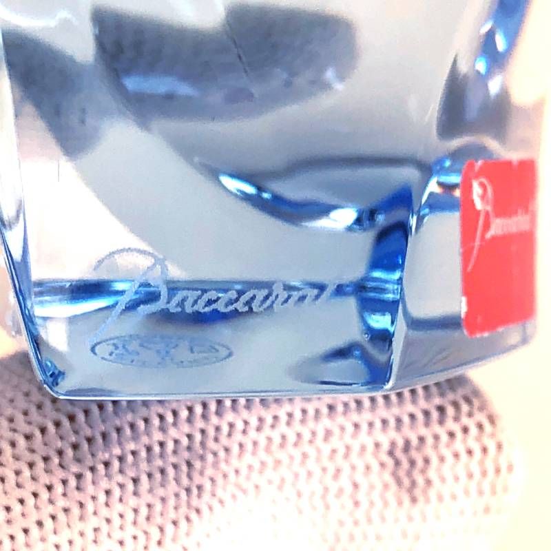 【希少・美品】Baccarat バカラ／青い流氷（アイスバーグ）とペンギン フィギュリン／クリスタルグラス・クロム仕上げ／ブルー・シルバー／BC670