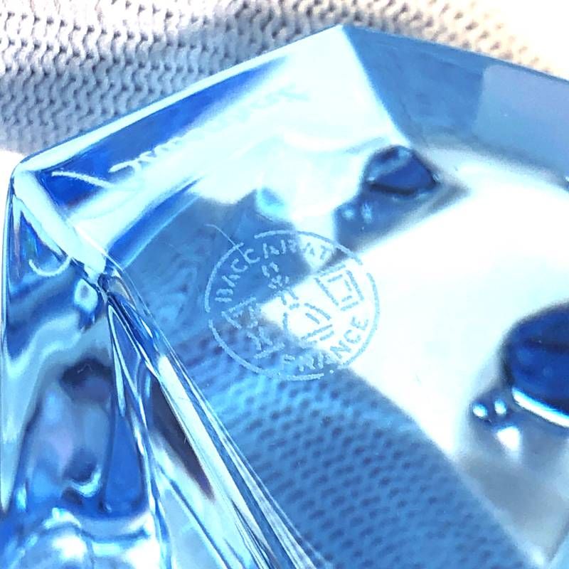 【希少・美品】Baccarat バカラ／青い流氷（アイスバーグ）とペンギン フィギュリン／クリスタルグラス・クロム仕上げ／ブルー・シルバー／BC670