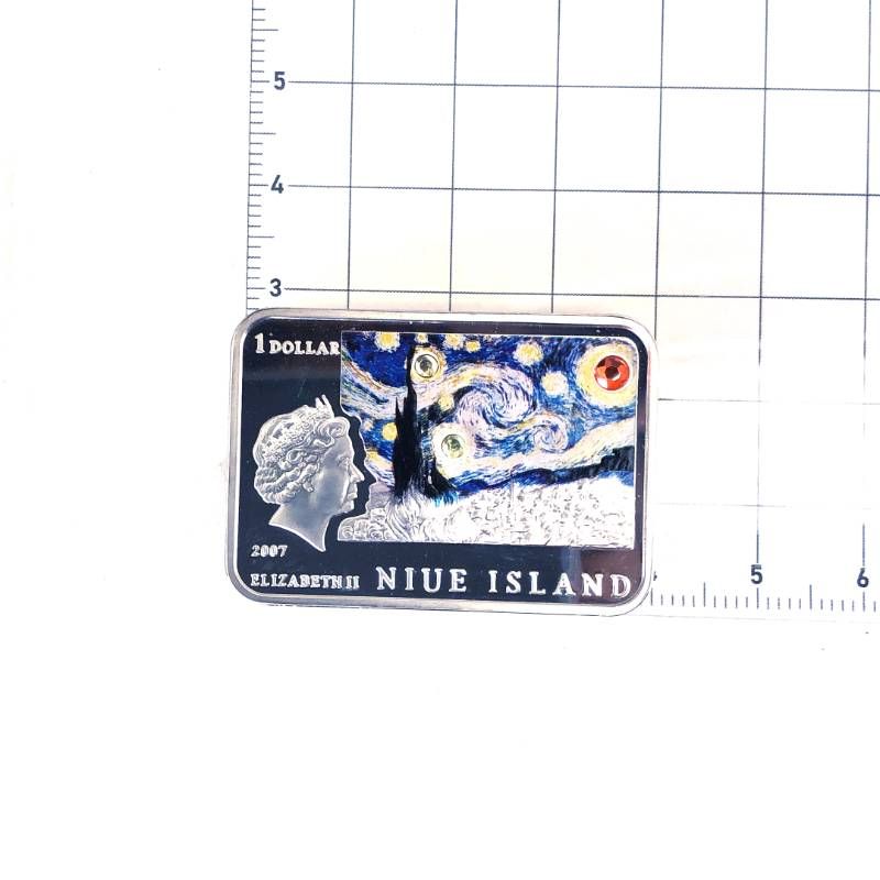 【希少・美品・ケース付き】2007年／ニウエ島 世界画家2 ゴッホ Vincent van Gogh 1ドル銀貨 記念銀貨／Ag925／シルバー・マルチカラー