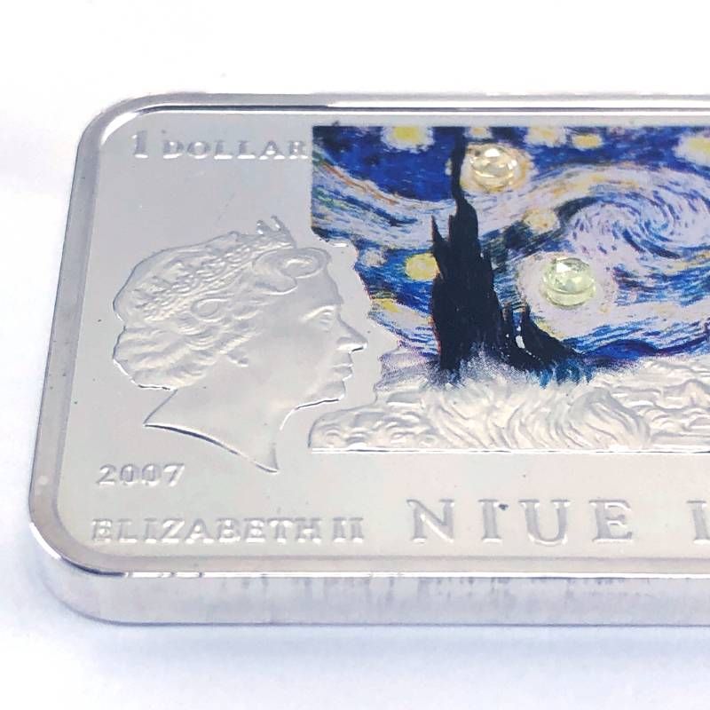 【希少・美品・ケース付き】2007年／ニウエ島 世界画家2 ゴッホ Vincent van Gogh 1ドル銀貨 記念銀貨／Ag925／シルバー・マルチカラー