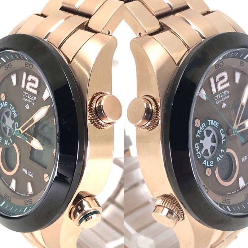 【美品・電池交換済み】CITIZEN シチズン／プロマスター エコドライブ U200-S055024／ソーラークォーツ／ステンレス・チタン／ゴールド・ブラック