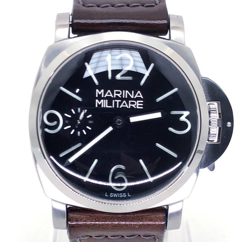 【希少・美品・ケース・替えベルト付】RXW/R.X.W（RockX solid Watch）／MARINA MILITARE マリーナミリターレ MM20／イタリア海軍時計モチーフ ミリタリー／手巻き／SUS316L・レザー／シルバー・ブラック・ブラウン
