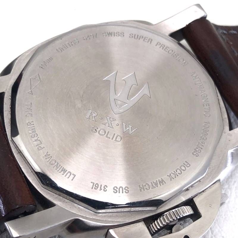 【希少・美品・ケース・替えベルト付】RXW/R.X.W（RockX solid Watch）／MARINA MILITARE マリーナミリターレ MM20／イタリア海軍時計モチーフ ミリタリー／手巻き／SUS316L・レザー／シルバー・ブラック・ブラウン