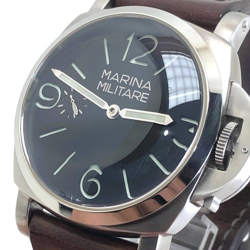 【希少・美品・ケース・替えベルト付】RXW/R.X.W（RockX solid Watch）／MARINA MILITARE マリーナミリターレ MM20／イタリア海軍時計モチーフ ミリタリー／手巻き／SUS316L・レザー／シルバー・ブラック・ブラウン