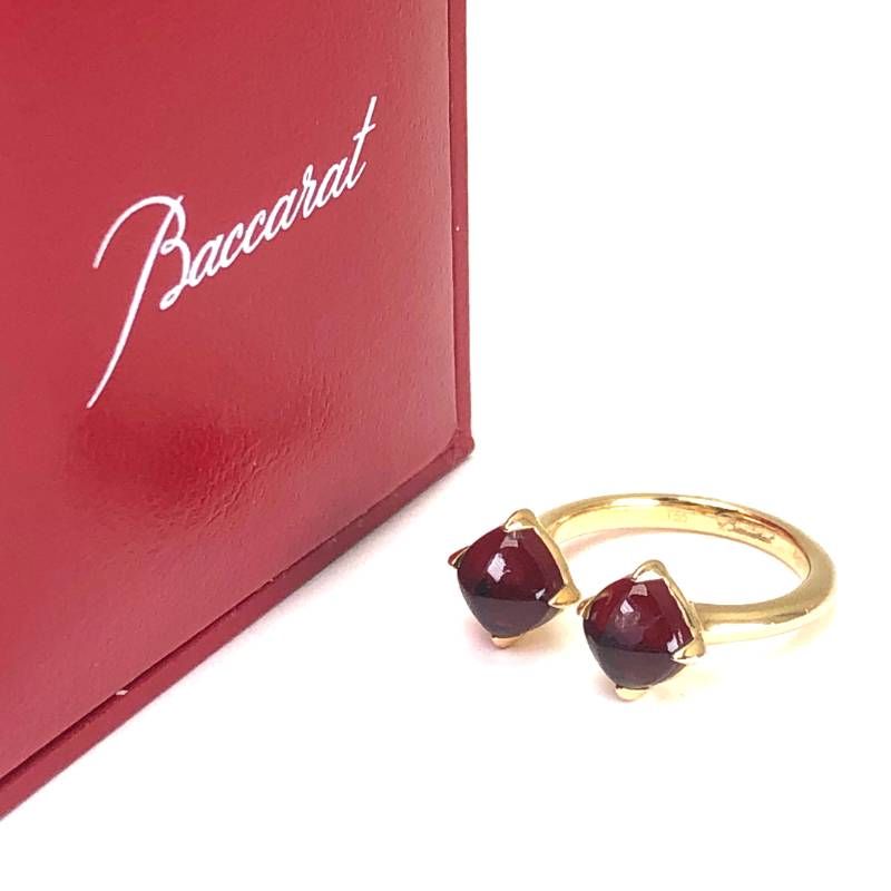 【箱付き】Baccarat バカラ／ミニメディチ リング 指輪／12号／SV925・クリスタルグラス／ゴールド・レッド／BC671