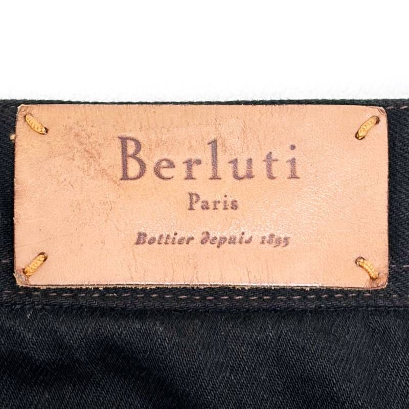 【美品】Berluti ベルルッティ／ストレート デニム パンツ／48／綿／ブラック
