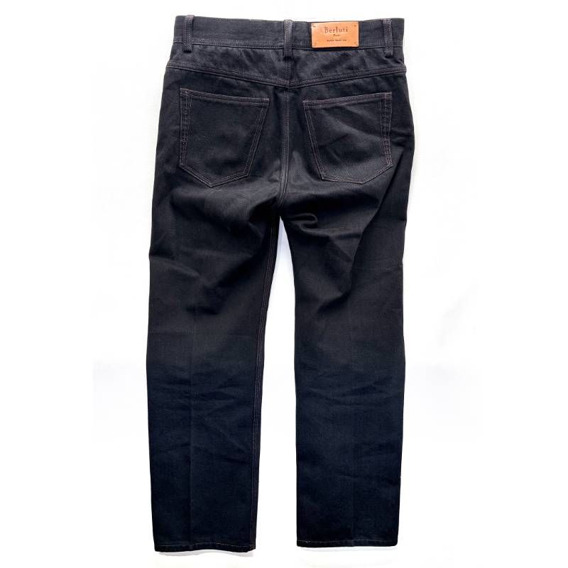 【美品】Berluti ベルルッティ／ストレート デニム パンツ／48／綿／ブラック