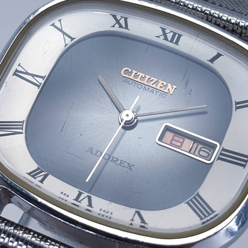 【ヴィンテージ】CITIZEN シチズン／ADOREX アドレックス 4-380151 E／自動巻き／ステンレス／シルバー・ネイビー