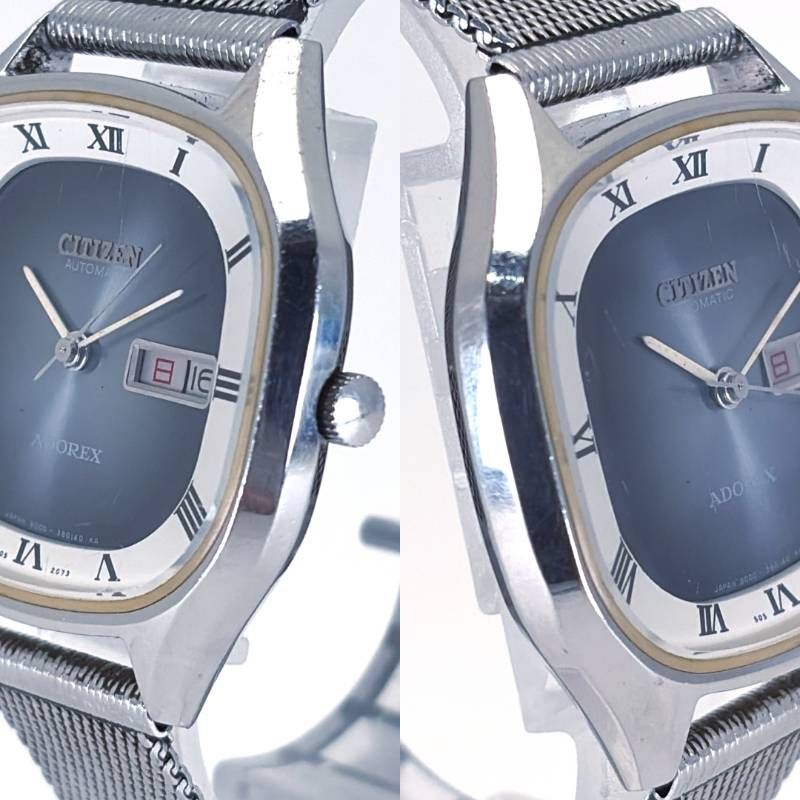 【ヴィンテージ】CITIZEN シチズン／ADOREX アドレックス 4-380151 E／自動巻き／ステンレス／シルバー・ネイビー