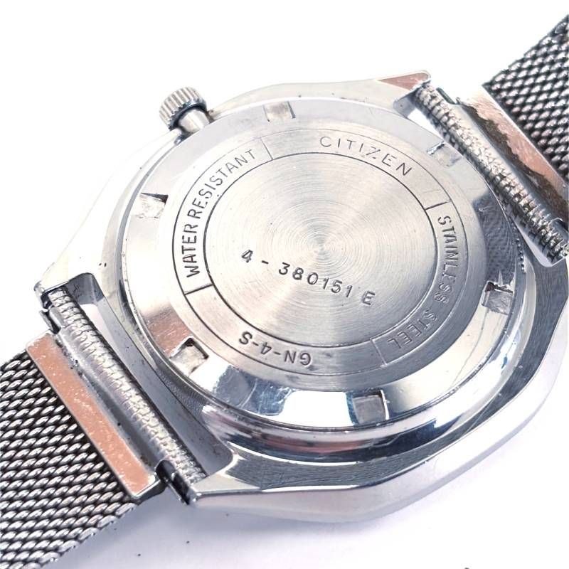 【ヴィンテージ】CITIZEN シチズン／ADOREX アドレックス 4-380151 E／自動巻き／ステンレス／シルバー・ネイビー