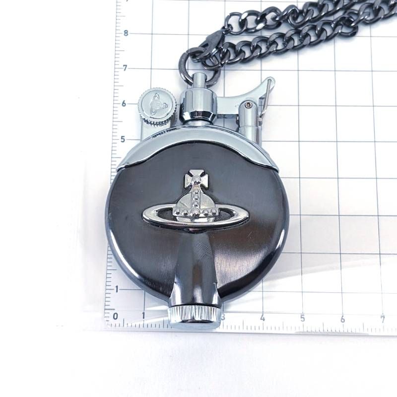 【美品・箱付き】ヴィヴィアンウエストウッド／チェーン ネックレス オイルライター／オーブ／ステンレス／ガンメタリック・シルバー