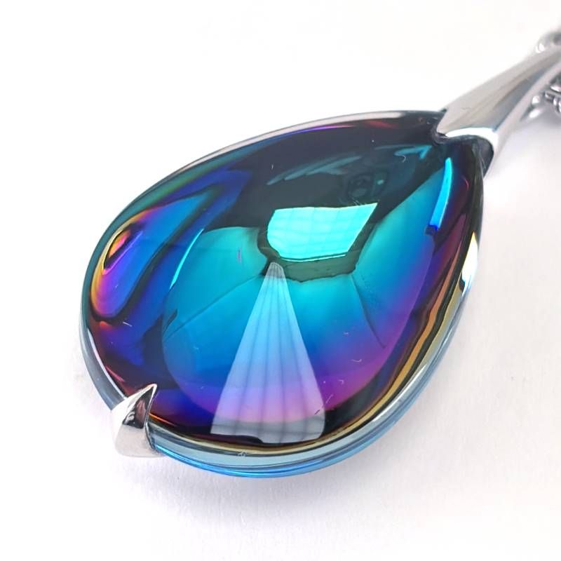【美品】Baccarat バカラ／プジデリック スカラベブルー ネックレス チョーカー／クリスタルグラス・SV925／ブルー・シルバー／BC675