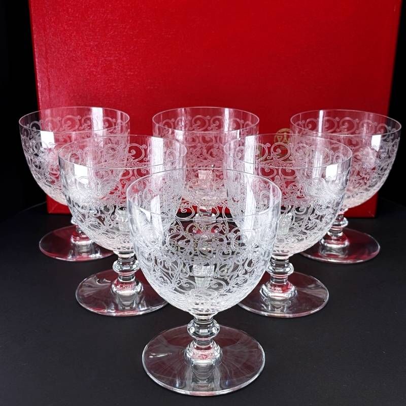 【美品・箱付き】Baccarat バカラ／ローハン ワイングラス 6客 セット／クリスタルグラス／クリア／BC678