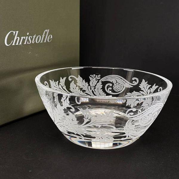 【美品・箱付き】CHRISTOFLE クリストフル／オランジェリー  クリスタルガラス エッチング ボウル／クリスタルガラス／クリア