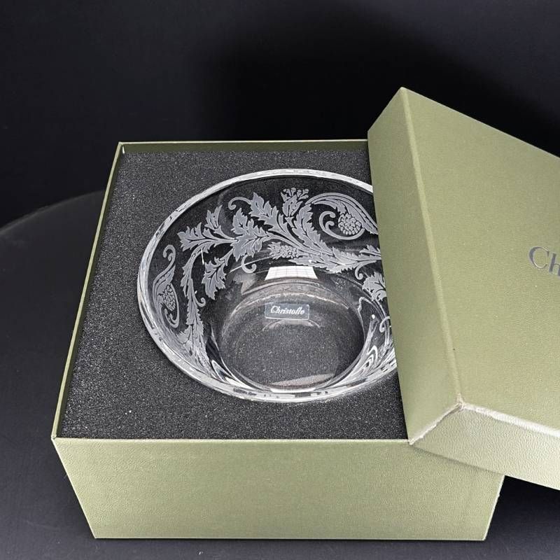 【美品・箱付き】CHRISTOFLE クリストフル／オランジェリー  クリスタルガラス エッチング ボウル／クリスタルガラス／クリア