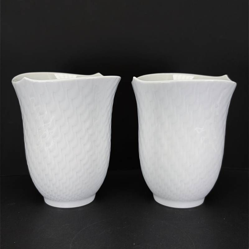 【美品・箱付き】MEISSEN マイセン／波の戯れ ペア タンブラー／陶器／ホワイト