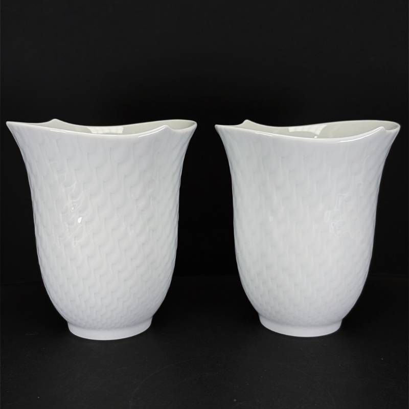 【美品・箱付き】MEISSEN マイセン／波の戯れ ペア タンブラー／陶器／ホワイト