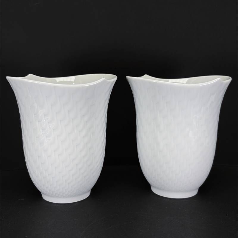 【美品・箱付き】MEISSEN マイセン／波の戯れ ペア タンブラー／陶器／ホワイト