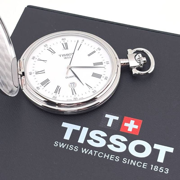 【美品・ケース・取説・チェーン付き】TISSOT ティソ／サボネット 48.5MM T83.6.553.13／クォーツ／ステンレス／シルバー・ホワイト