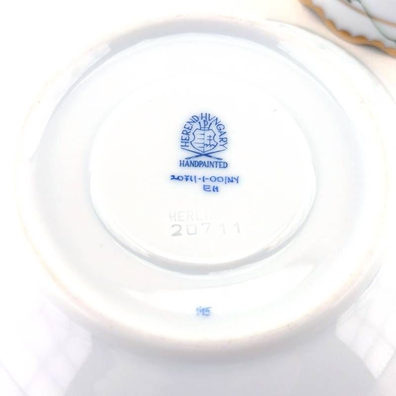 【希少・美品】HEREND ヘレンド／モーニング・グローリー デミタス カップ&ソーサー／ポーセリン／マルチカラー