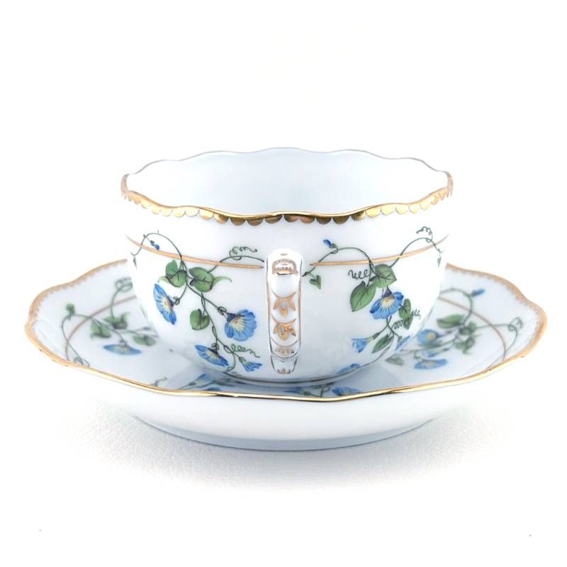 【希少・美品】HEREND ヘレンド／モーニング・グローリー ティー カップ&ソーサー／ポーセリン／マルチカラー