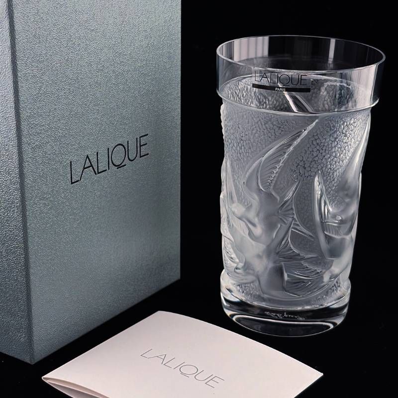【美品・箱付き】LALIQUE ラリック／イロンデル タンブラー／クリスタルグラス／クリア・乳白色