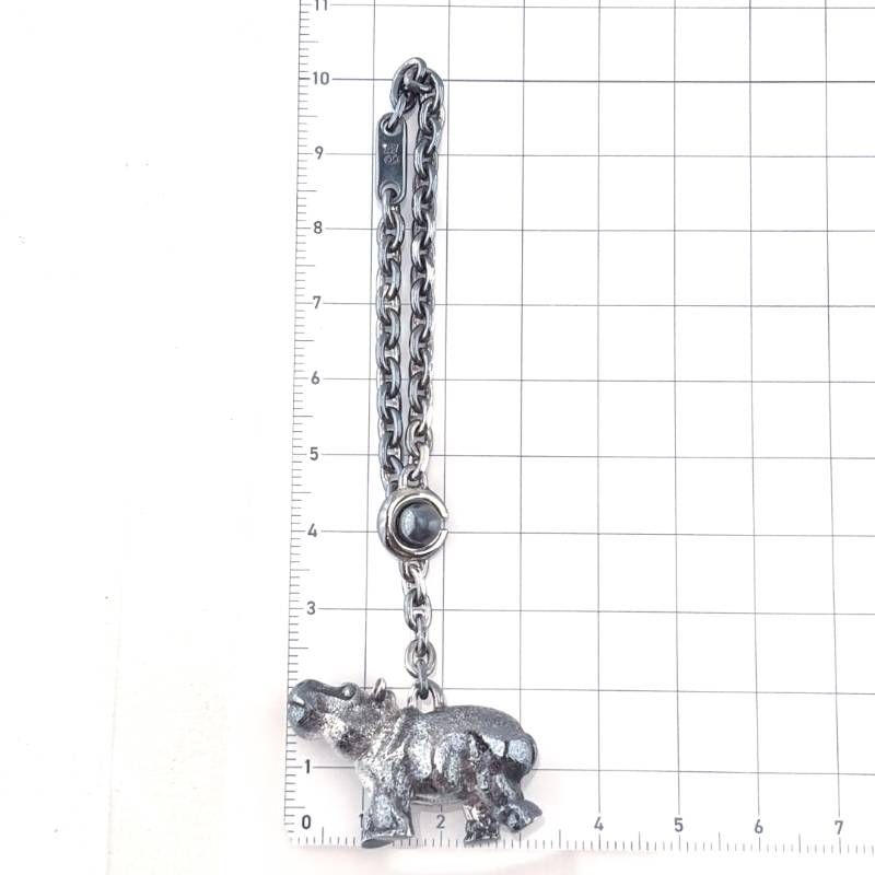 【希少・美品・箱付き】HERMES エルメス／ヒポポタマス カバ キーチェーン チャーム／SV925／シルバー