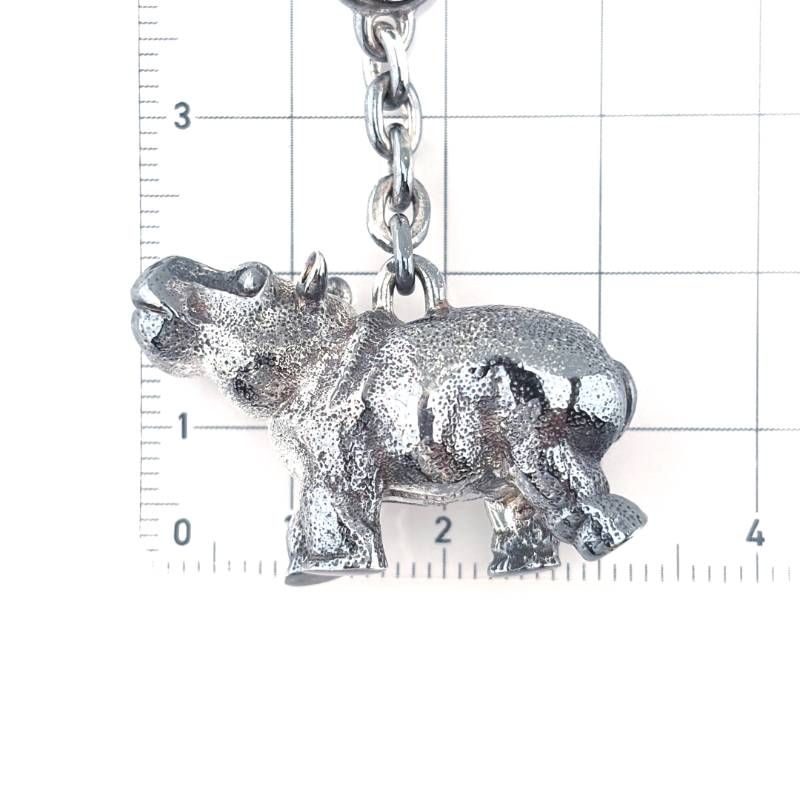 【希少・美品・箱付き】HERMES エルメス／ヒポポタマス カバ キーチェーン チャーム／SV925／シルバー