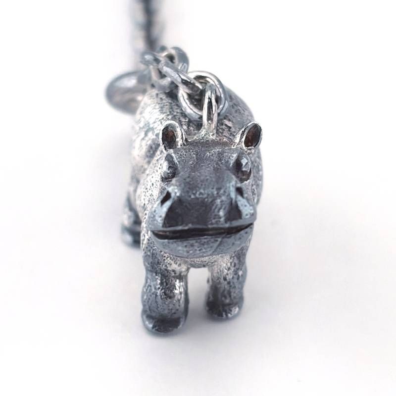 【希少・美品・箱付き】HERMES エルメス／ヒポポタマス カバ キーチェーン チャーム／SV925／シルバー