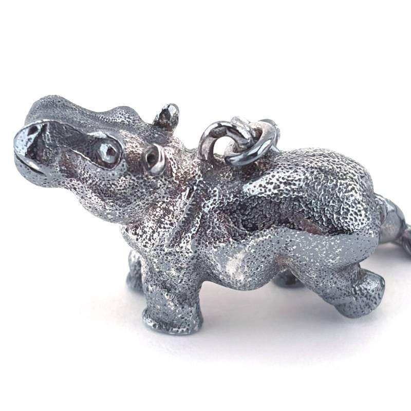 【希少・美品・箱付き】HERMES エルメス／ヒポポタマス カバ キーチェーン チャーム／SV925／シルバー