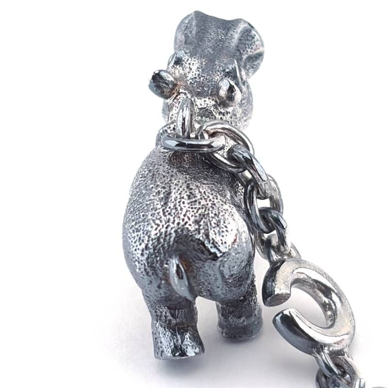 【希少・美品・箱付き】HERMES エルメス／ヒポポタマス カバ キーチェーン チャーム／SV925／シルバー