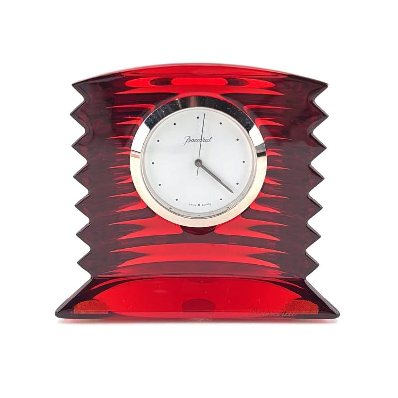 【美品・電池交換済・箱付き】BACCARAT バカラ／ラランド クロック 置き時計／クリスタルグラス／レッド・シルバー・ホワイト／BC682