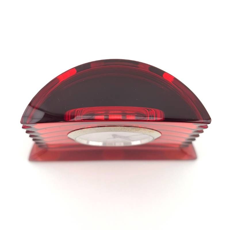 【美品・電池交換済・箱付き】BACCARAT バカラ／ラランド クロック 置き時計／クリスタルグラス／レッド・シルバー・ホワイト／BC682