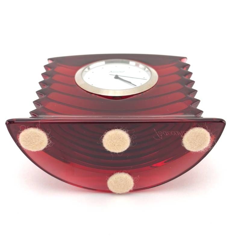 【美品・電池交換済・箱付き】BACCARAT バカラ／ラランド クロック 置き時計／クリスタルグラス／レッド・シルバー・ホワイト／BC682