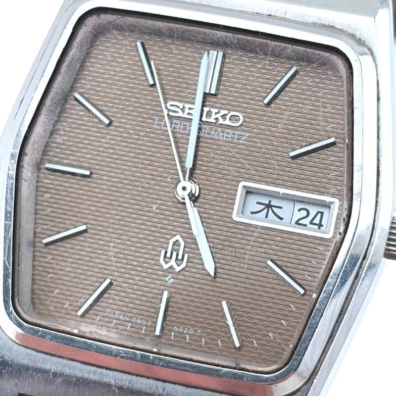 【電池交換済・ヴィンテージ・ベルト交換】SEIKO セイコー／ロードクオーツ 7853-5020／クォーツ／ステンレス・フェイクレザー／シルバー・ゴールド・ワインレッド
